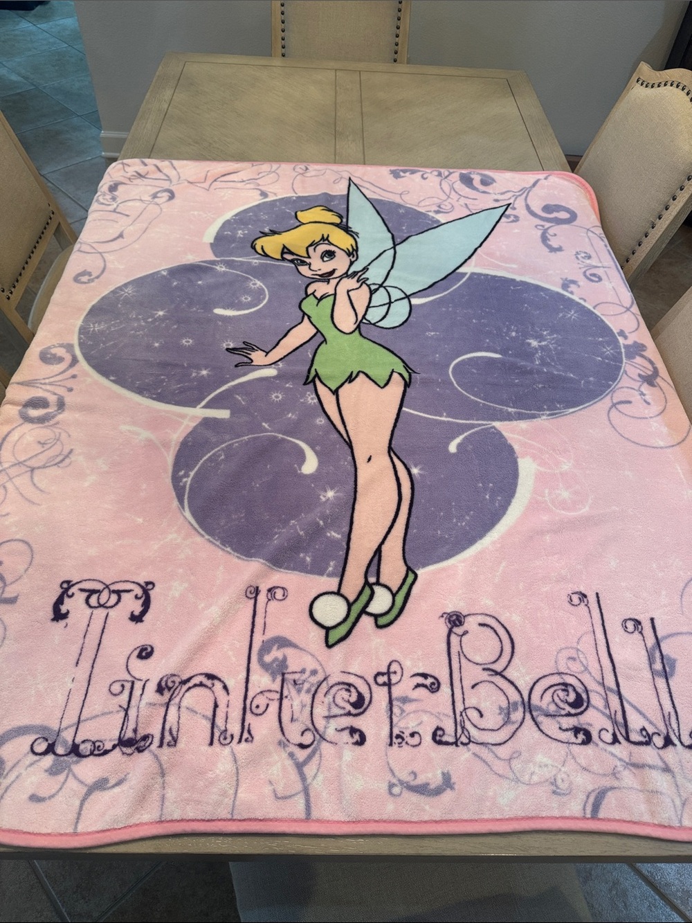 Tinker Bell Pink Plush Disney Throw Blanket - Soft Home Bedding